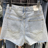 Streetwear-Strand-Jeansshorts im Distressed-Look